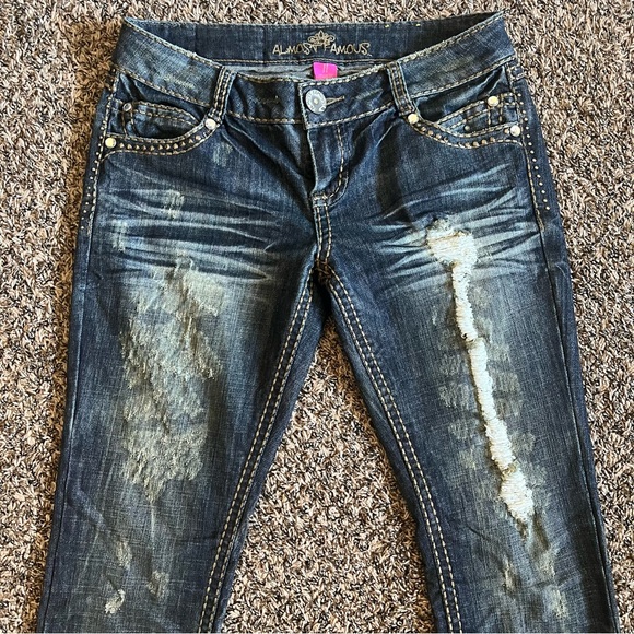 Women’s Almost Famous distressed denim jeans; Size 11 - Picture 2 of 9